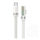 Usams us-sj653 adatkábel (type-c - type-c, 100w, gyorstöltő, 90 fokos, cipőfűző, led kijelző, 120cm) fehér