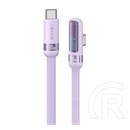 Usams us-sj653 adatkábel (type-c - type-c, 100w, gyorstöltő, 90 fokos, cipőfűző, led kijelző, 120cm) lila