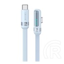 Usams us-sj653 adatkábel (type-c - type-c, 100w, gyorstöltő, 90 fokos, cipőfűző, led kijelző, 120cm) világoskék