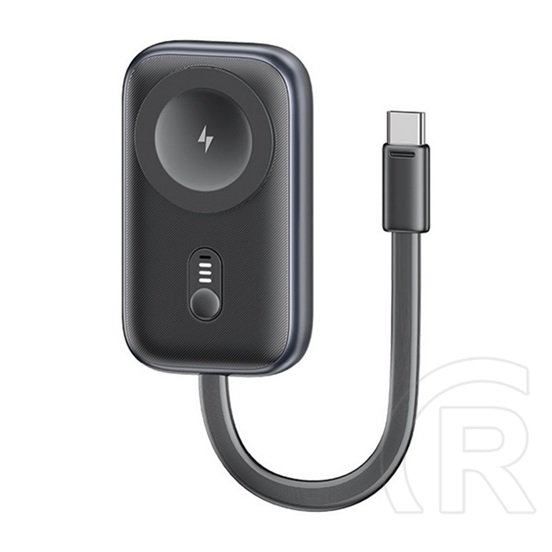 Usams vésztöltő (1200mah, 2.5w, gyorstöltő, magsafe, Apple watch töltő, led jelzés + fix type-c kábel) fekete