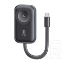 Usams vésztöltő (1200mah, 2.5w, gyorstöltő, magsafe, Apple watch töltő, led jelzés + fix type-c kábel) sötétszürke