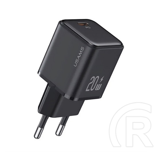 Usams x-ron hálózati töltő type-c aljzat (5v/3a, 20w, pd gyorstöltő) fekete