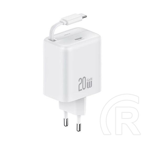 Usams yc hálózati töltő type-c aljzat (20w, pd gyorstöltő, gan + fix, csévélhető type-c kábel) fehér