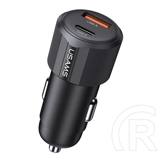 Usams yt autós töltő usb+type-c aljzat (60w, pd gyorstöltő) fekete