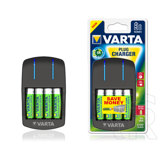 Varta Plug akkutöltő + 4 db 2100 mAh AA akkumulátor