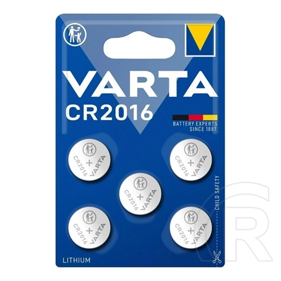 Varta gombelem (CR2016, 3v, lítium) 5db/csomag