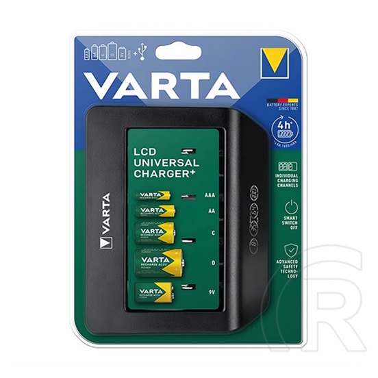 Varta lcd universal multi charger+ akkutöltő (240v, aaa/aa/c/d/9v elem kompatibilis, led kijelző) fekete
