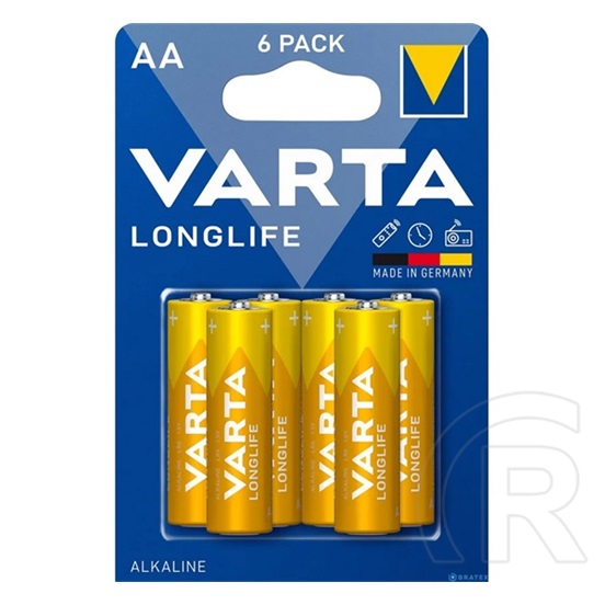 Varta longlife tartós elem (aa, lr06, 1.5v, lítium) 6db/csomag