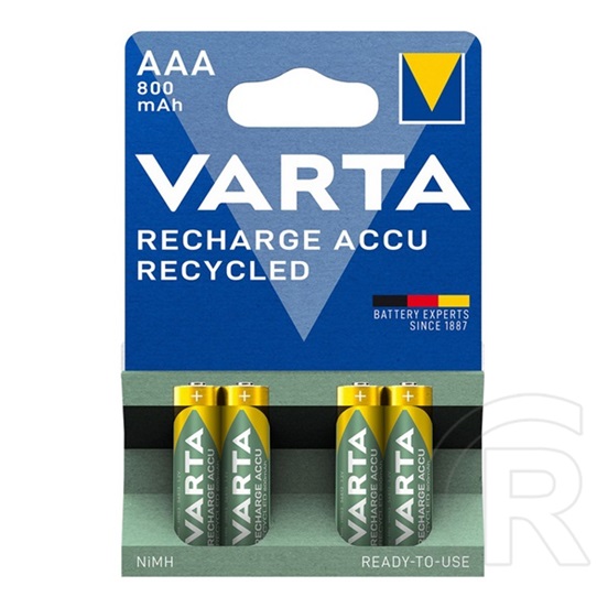 Varta recharge accu recycled elem (aaa, 1.2v, 800mah ni-mh, újratölthető) 4db/csomag