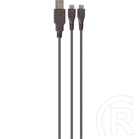 Venom PS4 dupla töltőkábel 3 m (USB, 2 kontrollert tölt egy USB-portról, használat közben tölthető, fekete, VS2794)