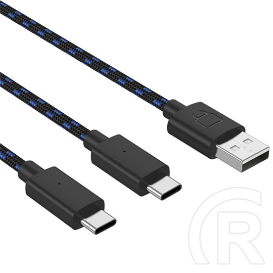 Venom PS5 dupla töltőkábel (kontrollerekhez kompatibilis, két eszköz tölthető egy USB-portról, 3 m, fekete, VS5002)