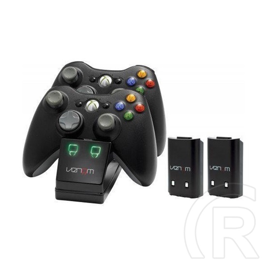 Venom Xbox 360 dupla töltőállomás (2 akkumulátor, fekete)