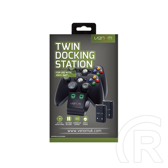 Venom Xbox 360 dupla töltőállomás (2 akkumulátor, fekete)