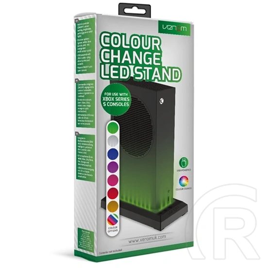 Venom Xbox Series S RGB LED állvány (USB táp, állítható fényerő, 7 szín, be-/kikapcsoló, fekete)