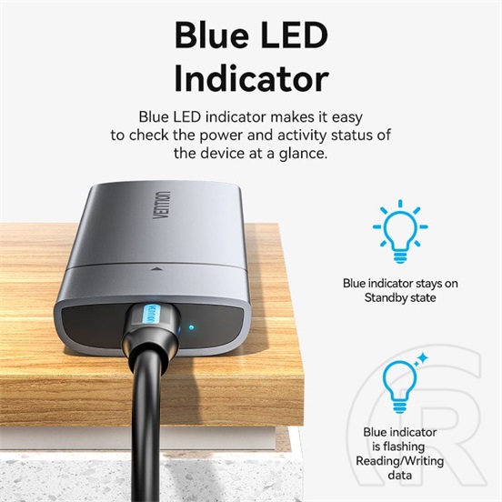 Vention külső ház (M.2, 2230-2280, USB 3.1 Type-c, ezüst)