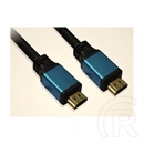 WIRETEK HDMI összekötő kábel (2 m, v2.0, HDMI-HDMI, fekete, fém csatlakozó)