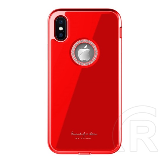 WK GINSTONE Apple iPhone XS 5.8 műanyag telefonvédő (közepesen ütésálló, üveg hátlap, strasszkő, logo kivágás) piros