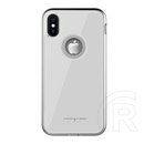 WK GINSTONE Apple iPhone XS Max 6.5 műanyag védő (közepesen ütésálló, üveg hátlap, strasszkő, logó kivágás) fehér