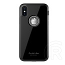 WK GINSTONE Apple iPhone XS Max 6.5 műanyag védő (közepesen ütésálló, üveg hátlap, strasszkő, logo kivágás) fekete