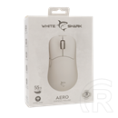 White Shark AERO-W WGM-5015W vezeték nélküli gamer egér (fehér, 5.000/10.000 DPI, 6 gomb, Pixart 3325, RGB, 2.4GHz, USB