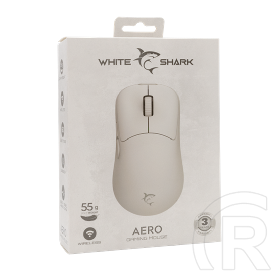 White Shark AERO-W WGM-5015W vezeték nélküli gamer egér (fehér, 5.000/10.000 DPI, 6 gomb, Pixart 3325, RGB, 2.4GHz, USB