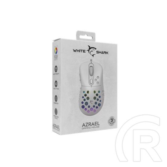 White Shark AZRAEL-W vezetékes gamer egér (optikai, 7200 DPI, 6 gomb, RGB, USB, 1,5 m, fehér)