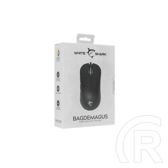 White Shark BAGDEMAGUS-B gamer egér (fekete, optikai, 6 gomb, 7200 DPI, RGB, 64 g)