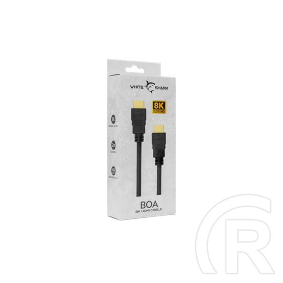White Shark BOA-2 HDMI-HDMI kábel (HDMI M/M, 2 m, 8K, 60Hz, 48 Gbps, ARC, Ethernet, fekete)