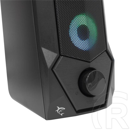 White Shark Flow RGB vezetékes hangszóró (2.0, 2x2,5W, RGB, 3,5 mm jack, USB táp, 1,35 m kábel, fekete)