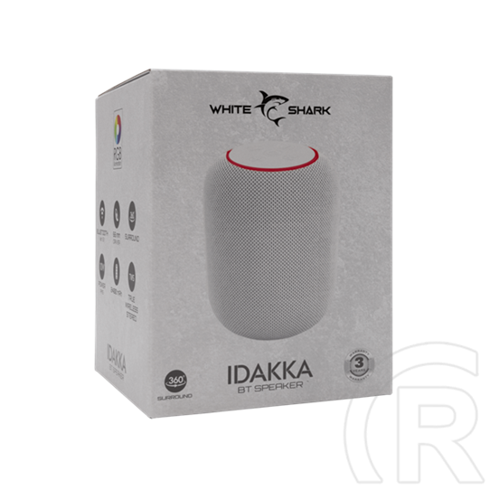 White Shark GBT-619W Idakka-W bluetooth hangszóró (v5.1, 2x5W, 2400 mAh akkumulátor, TWS, RGB, fehér)