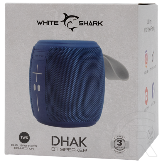 White Shark GBT-888BL DHAK-BL bluetooth hordozható hangszóró (v5.1, 5W, 1200 mAh, TWS, kék)