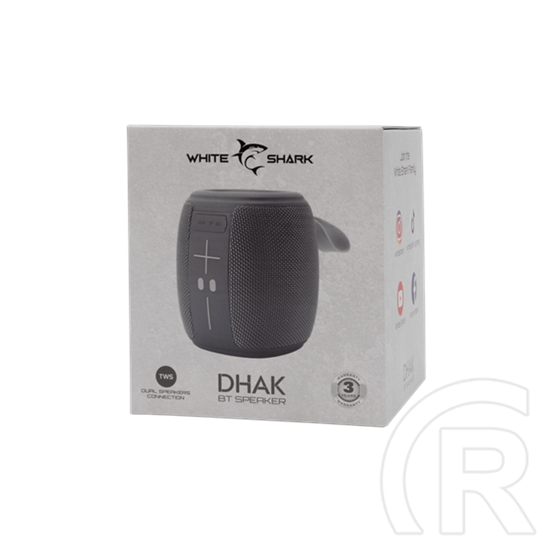 White Shark GBT-888G bluetooth hordozható hangszóró (v5.1, 1200mAh belső akku, 5W, TWS, szürke)
