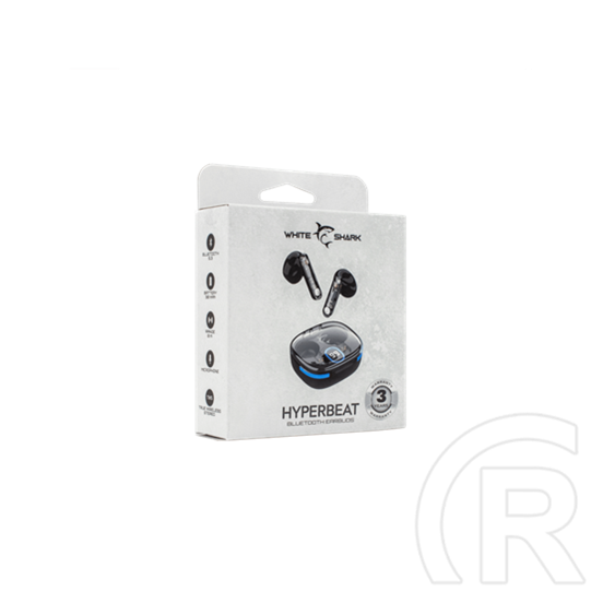 White Shark Hyperbeat TWS37B bluetooth fülhallgató sztereo (v5.3, mikrofon, USB-C töltés, 13 mm, fekete)