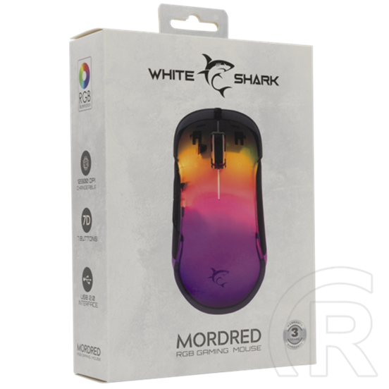 White Shark Mordred-B GM-5017B vezetékes gamer egér (optikai, USB 2.0, 7 gomb, 12.000 DPI, RGB, fekete)
