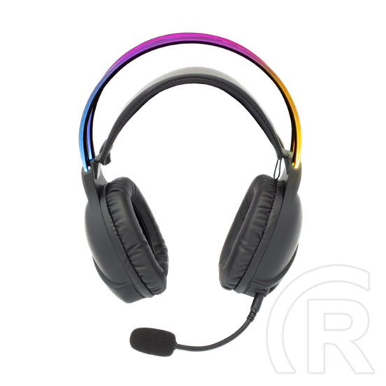 White Shark OX RGB gamer fejhallgató (vezetékes, levehető mikrofon, RGB világítás, 50 mm, 2x3,5 mm jack+USB, fekete)