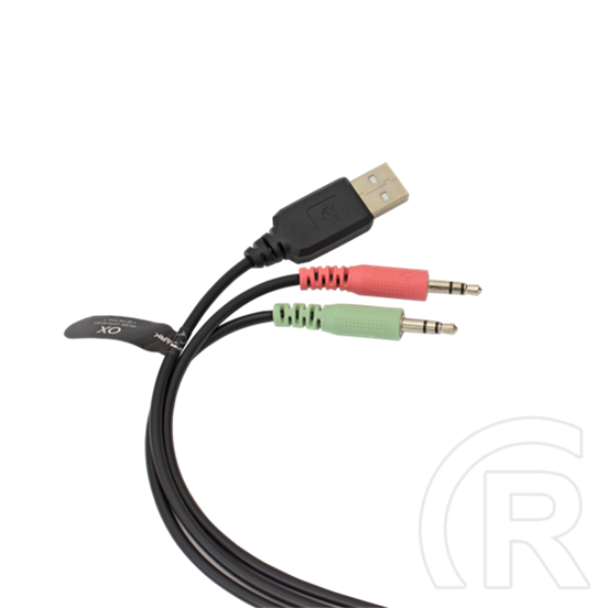 White Shark OX RGB gamer fejhallgató (vezetékes, levehető mikrofon, RGB világítás, 50 mm, 2x3,5 mm jack+USB, fekete)