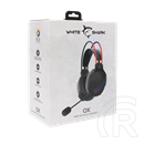 White Shark OX RGB gamer fejhallgató (vezetékes, levehető mikrofon, RGB világítás, 50 mm, 2x3,5 mm jack+USB, fekete)