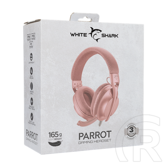 White Shark Parrot-P GH-2440P gamer fejhallgató (vezetékes, mikrofon, sztereo, 3,5 mm Jack, rózsaszín)