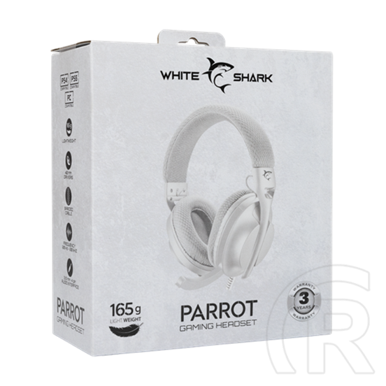 White Shark Parrot GH-2440W/G mikrofonos gamer fejhallgató (vezetékes, sztereó, 3,5 mm jack, 1,8 m kábel, 40 mm hangszór