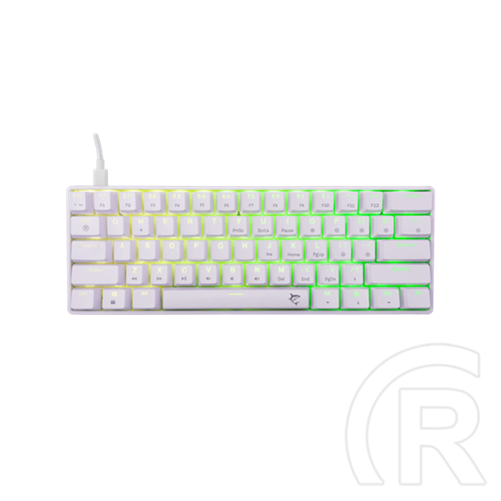 White Shark SHINOBI-2 billentyűzet (61, mechanikus, barna kapcsolók, hot-swap, RGB, vezetékes, angol, fehér)