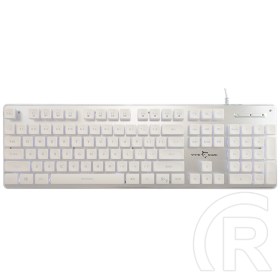 White Shark TACHI-W GK-003241W-US membrán gamer billentyűzet (US, vezetékes, 104 gomb, világítás, USB 2.0, fehér)