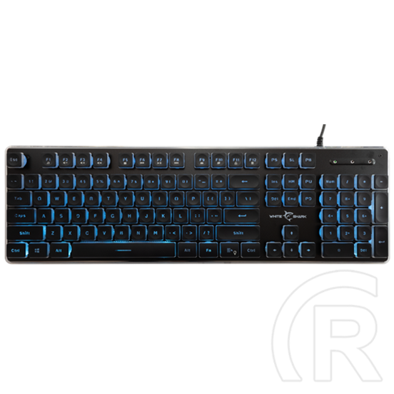 White Shark Tachi-B GK-003141B-US vezetékes membrán gamer billentyűzet (angol, 104 gomb, kék világítás, USB 2.0, fekete)