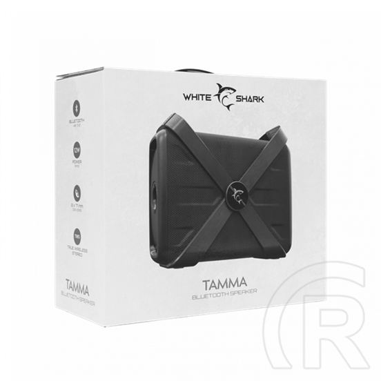 White Shark Tamma bluetooth hordozható hangszóró (v5.0, 12 W RMS, 3000 mAh belső akku, 10 m hatótáv, fekete)