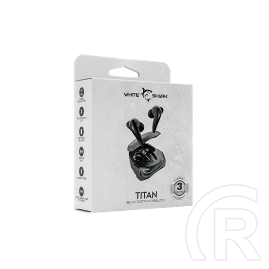 White Shark Titan-B bluetooth sztereo in-ear fülhallgató (ANC, ENC, mikrofon, v5.3, 6-7 óra, USB-C, fekete)
