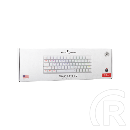 White Shark WAKIZASHI-2 (GK-002211V2) vezetékes mechanikus billentyűzet (angol, piros switch, 64 gomb, Rainbow világítás