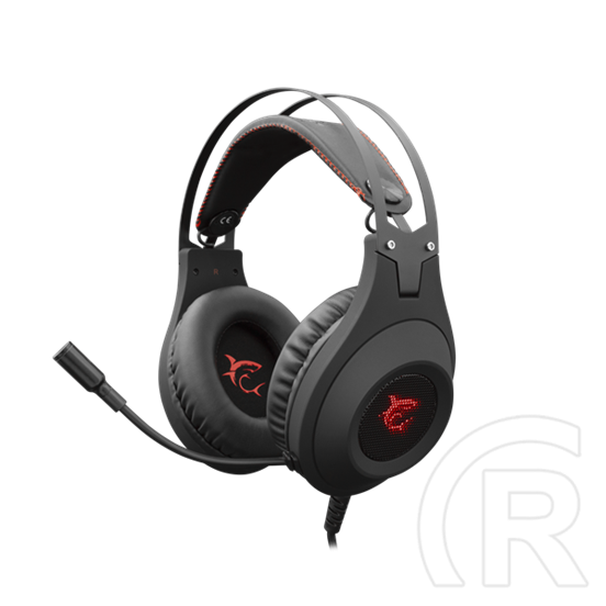White Shark Wildcat gamer fejhallgató (mikrofon, 50 mm, vezetékes 3,5 mm + USB, 2,2 m, LED, PC/PS4/5/Xbox, fekete)