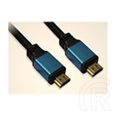 Wiretek HDMI összekötő kábel (HDMI dugó / HDMI dugó, v2.0, 5 m, fém csatlakozó, fekete)