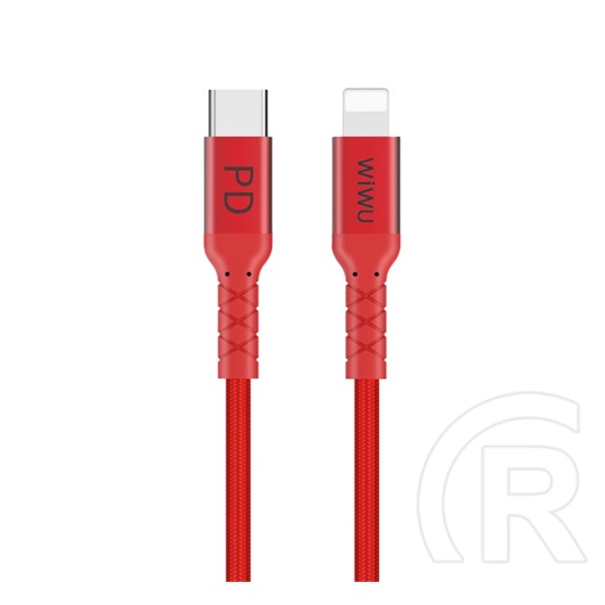 Wiwu adat- és töltőkábel (USB-C dugó / Lightning 8 pin dugó, 1 m, piros)