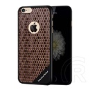 Wuw Apple iPhone 6S Plus 5.5 műanyag telefonvédő (bőr hatású hátlap, méhsejt minta, logo kivágás) barna