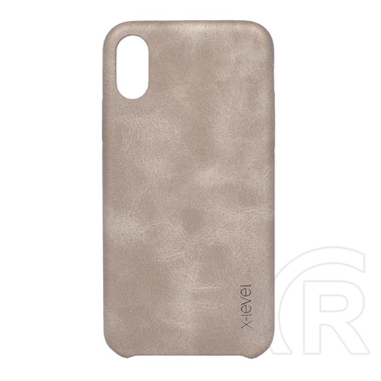 X-LEVEL Apple iPhone XS 5.8 műanyag telefonvédő (bőr hatású hátlap) aranybarna